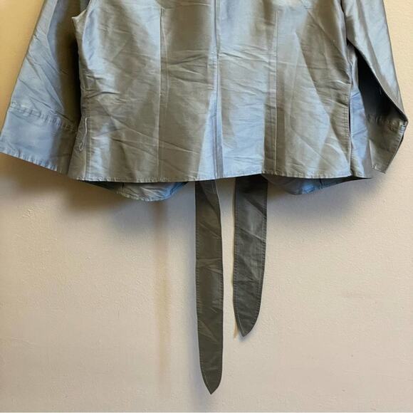 Talbots M 100% silk blazer metallic blue business casual - Picture 7 of 8